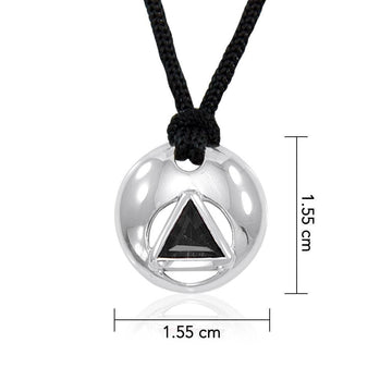 AA Symbol Silver Disk Pendant & Nylon cord TPD311 - Jewelry
